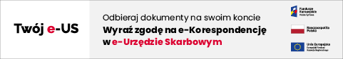 obrazek: Twój e-US i napis: odbieraj dokumenty na swoim koncie. Wyraź zgode na e-korespondencję w e-Urzędzie Skarbowym